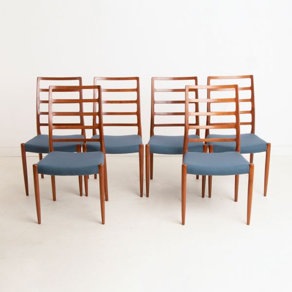Set of 6 Midcentury Model 83 Dining Chairs by Niels Moller
